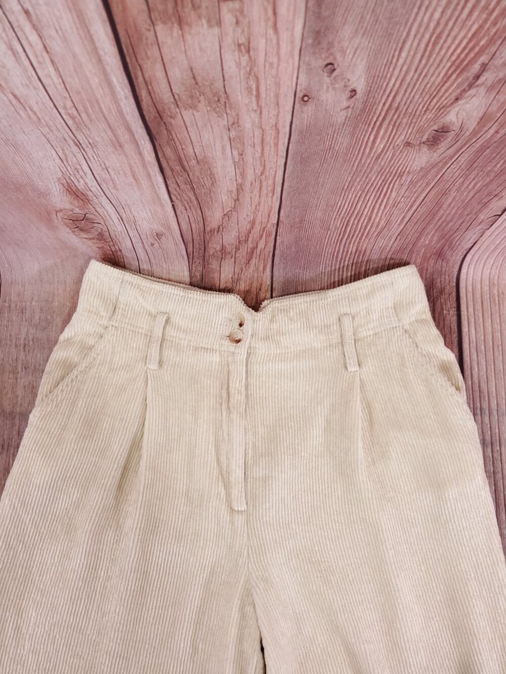 Sezane Womens 36 US 4 Cream Corduroy Wide Leg High Rise Trousers Pants Boho - Picture 3 of 16